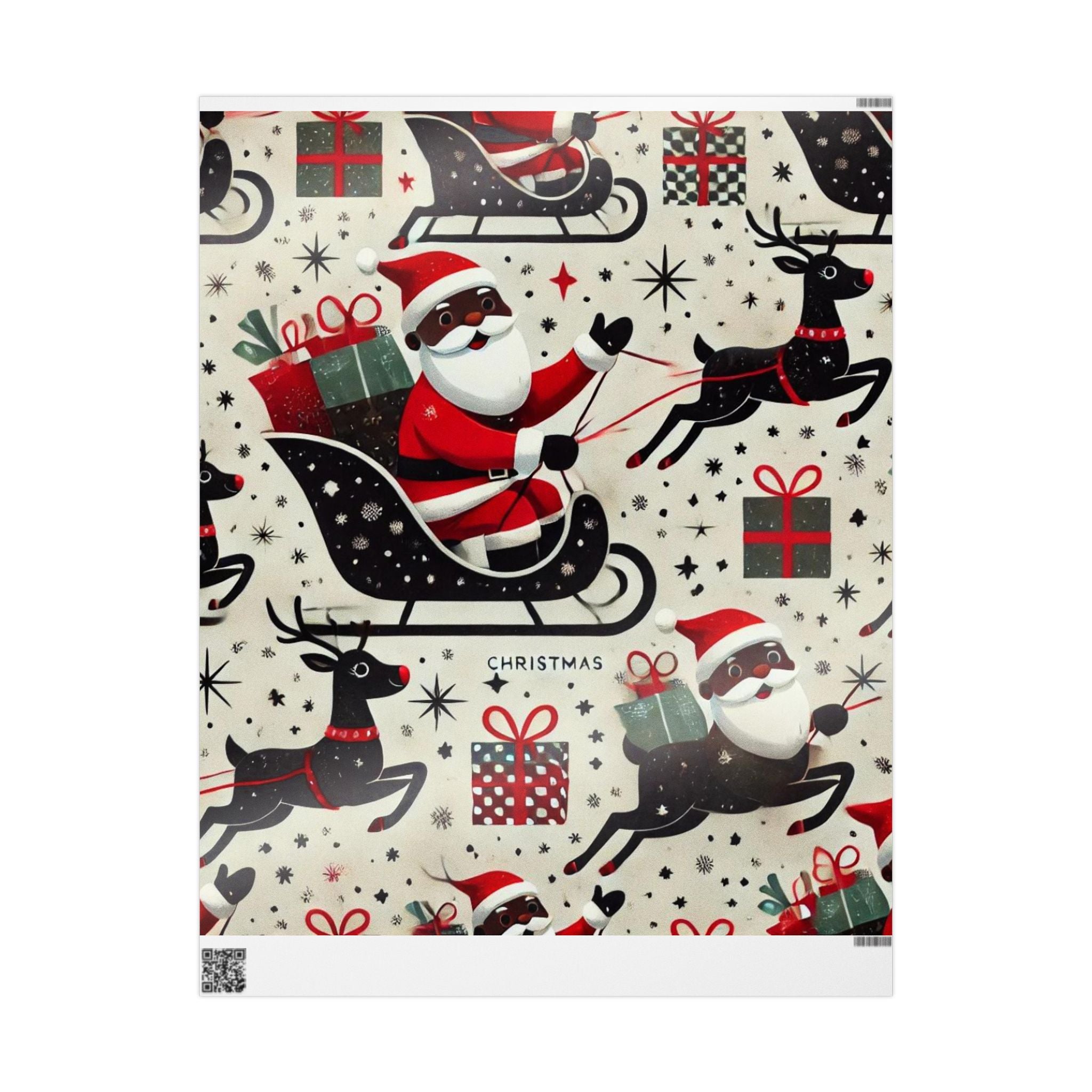 Black Santa Wrapping Paper