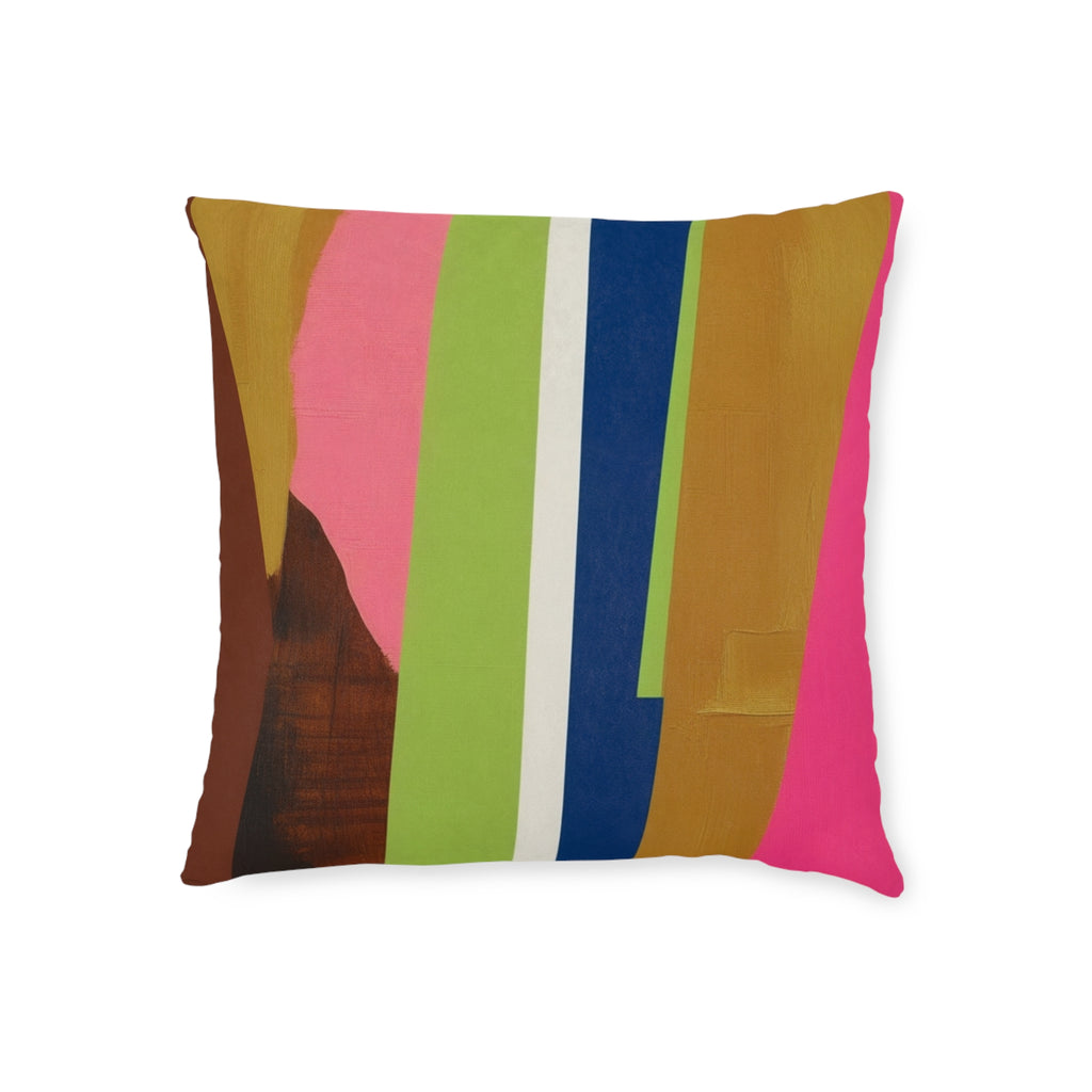 Abstract Colorblock Square Pillow — Bright Stripes Decorative Throw Pillow