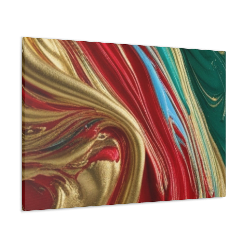 Abstract Swirl – Gold, Red, Blue, and Green Gallery Wrapped Canvas