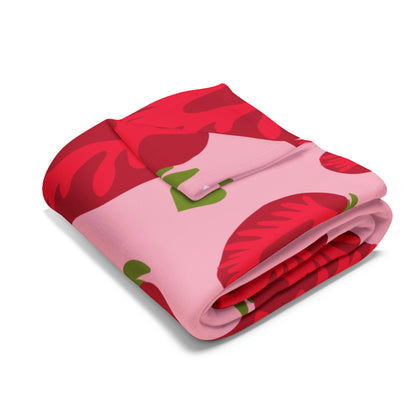 Strawberry Hearts Fleece Blanket