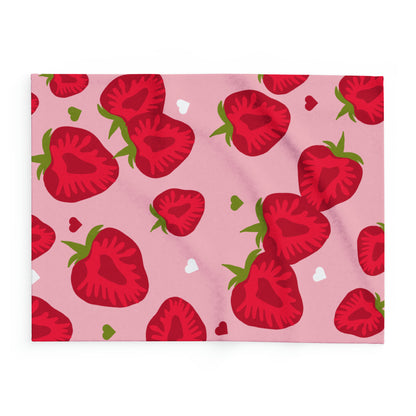 Strawberry Hearts Fleece Blanket