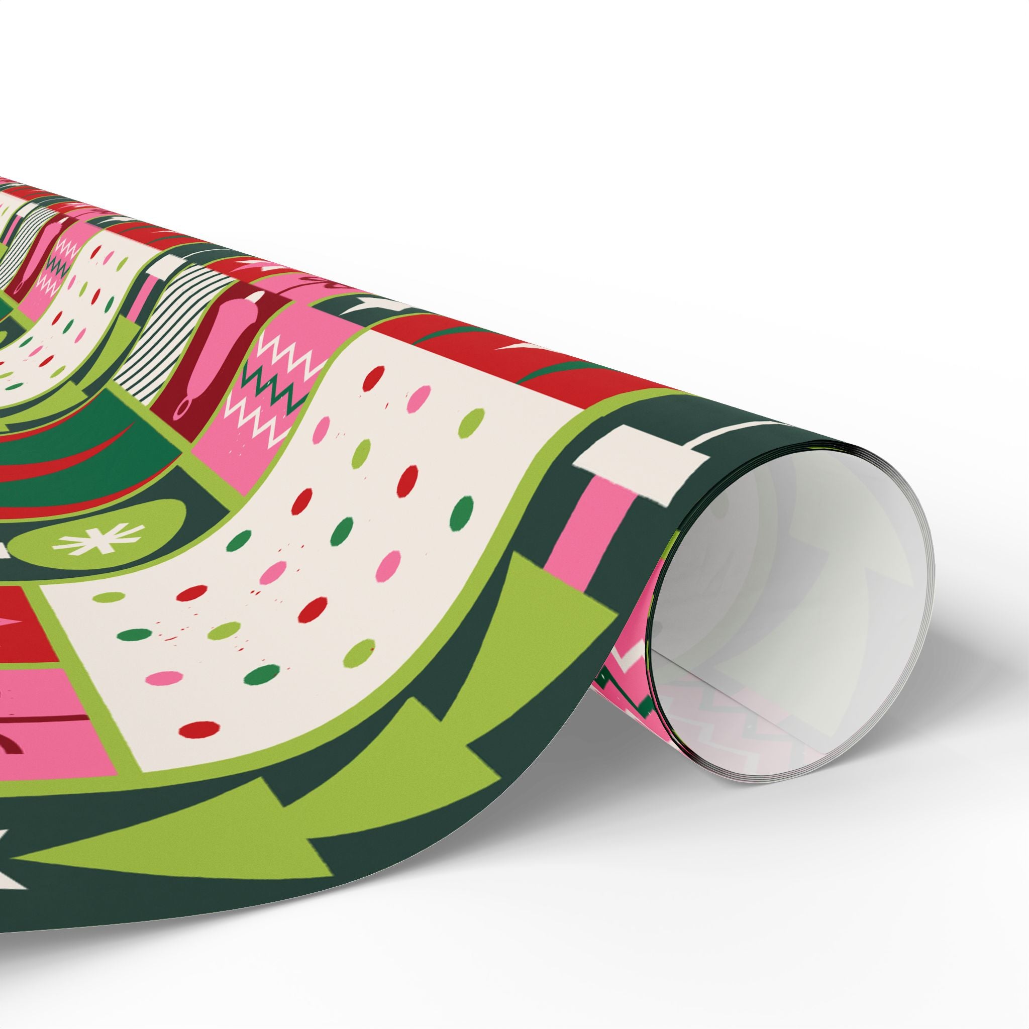 Christmas Patchwork Wrapping Paper Roll — Festive Green & Red Holiday Gift Wrap