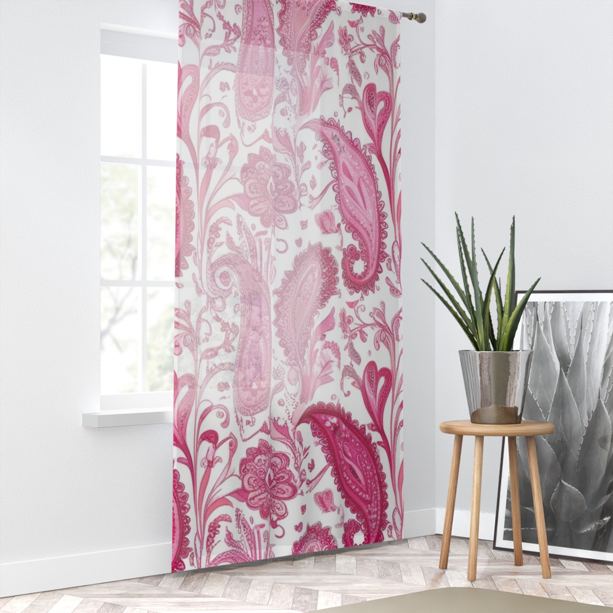 Elegant Pink Paisley Window Curtains for a Chic Home Decor