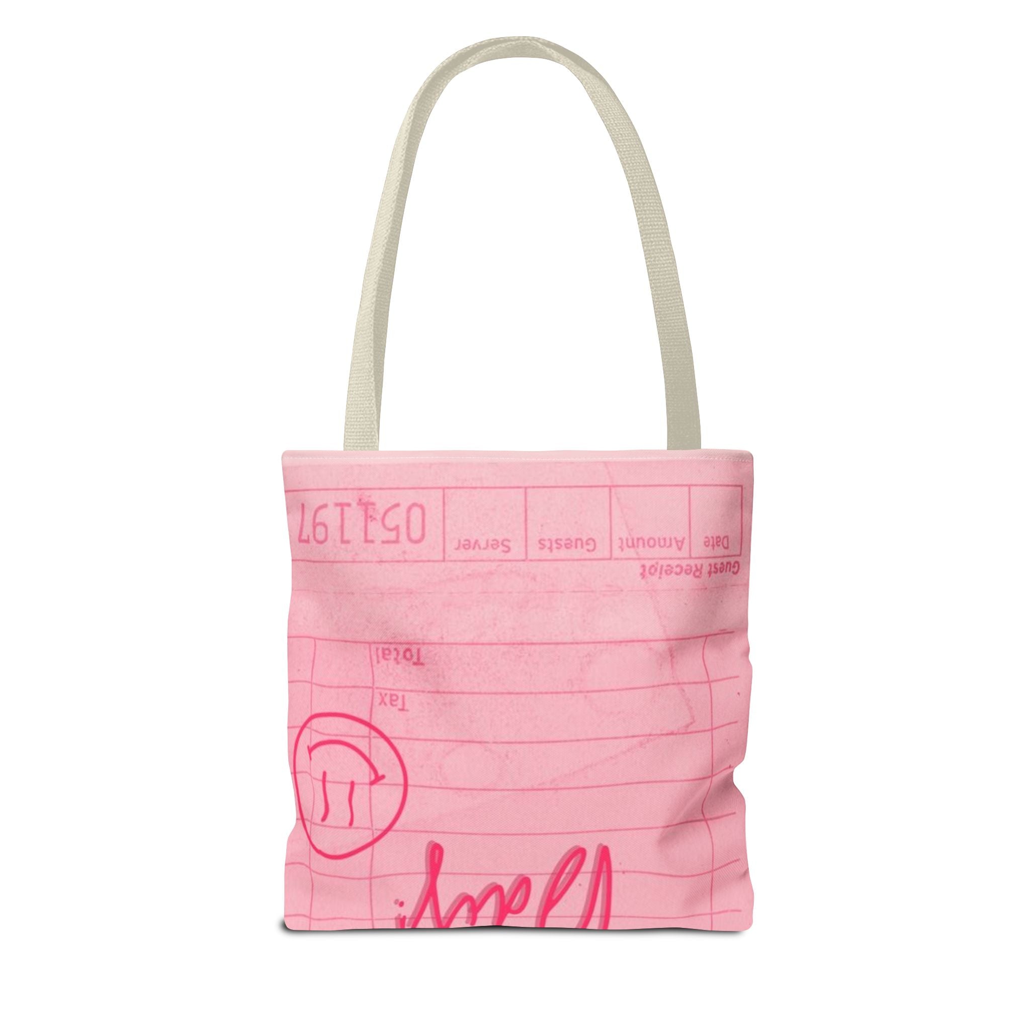 Guest Check Pink Tote Bag — 'Have a Nice Day' Retro Diner AOP Shopper