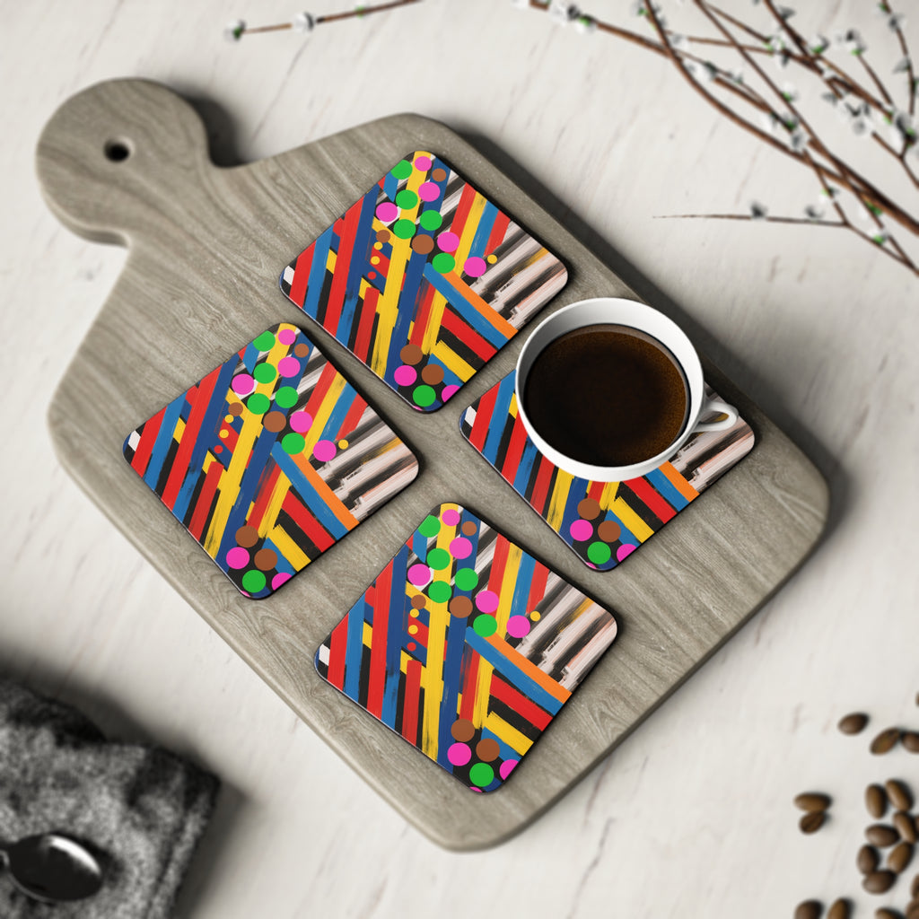 Abstract Colorblock Coasters — Bright Geometric Drink Coasters