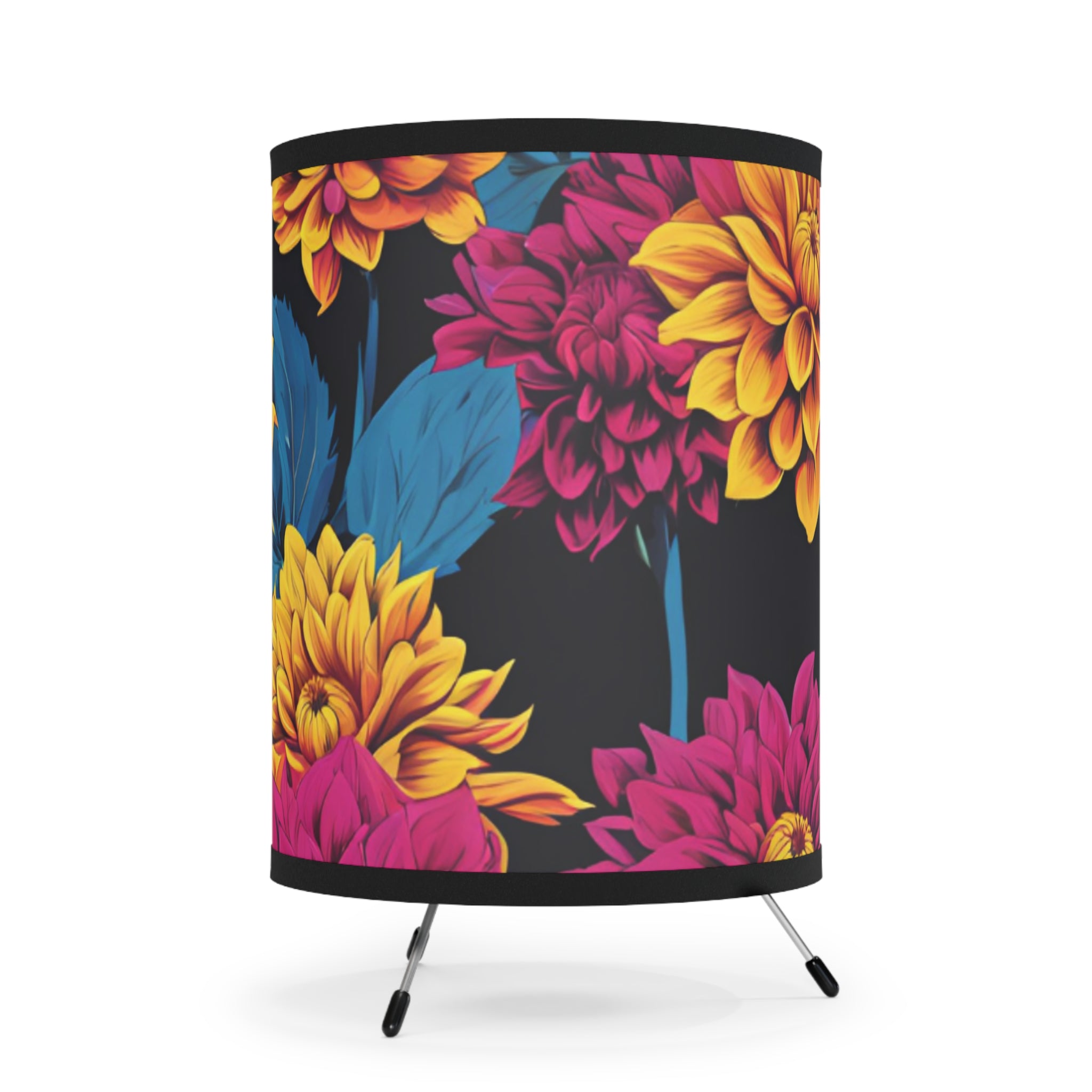 Floral Tripod Lamp with High-Res Printed Shade – Vibrant Home Decor for Cozy Spaces