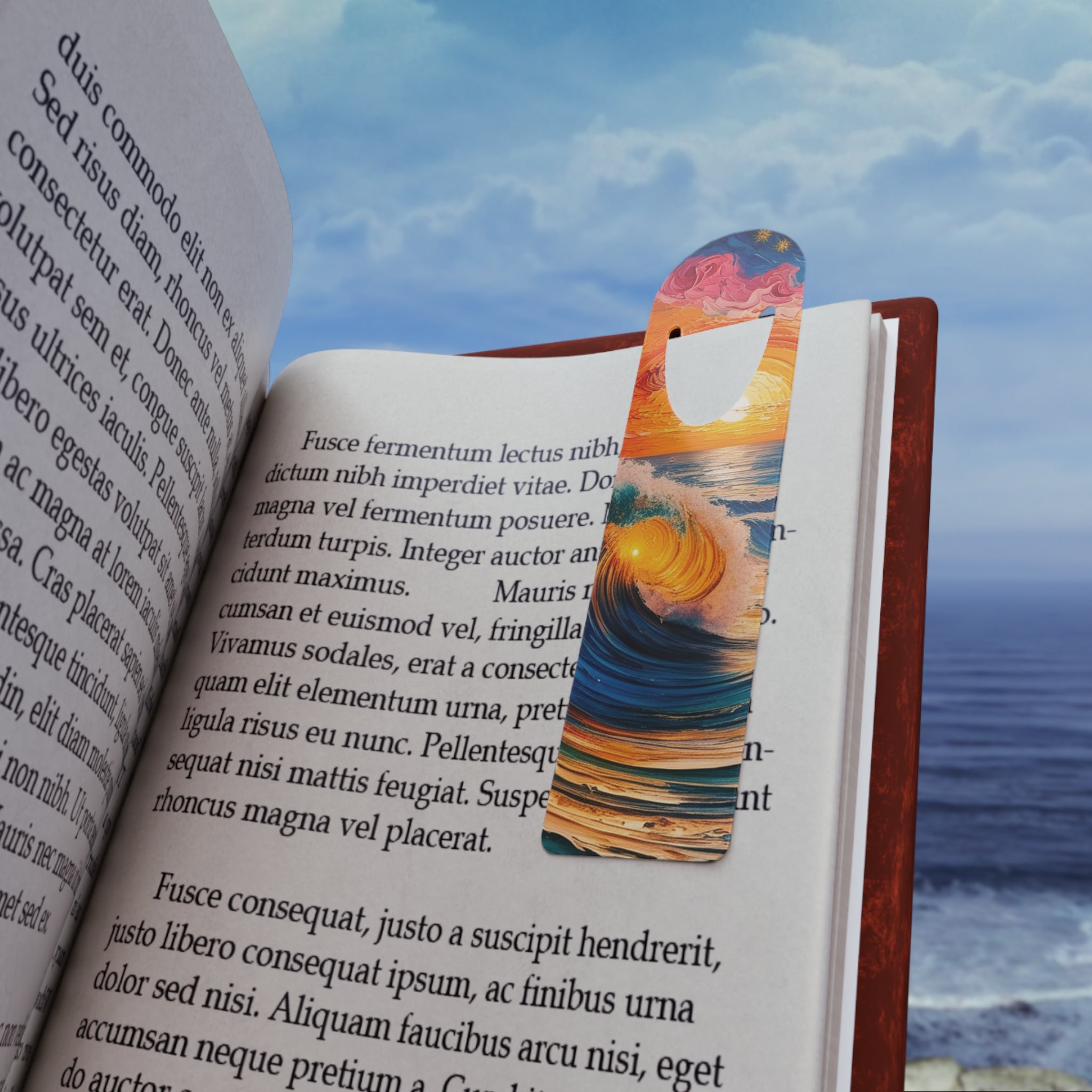 Artistic Ocean Wave Bookmark - Metallic Design for Book Lovers