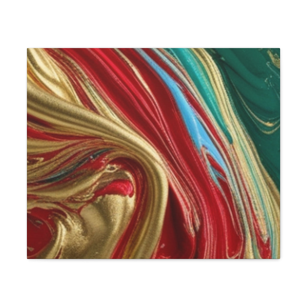 Abstract Swirl – Gold, Red, Blue, and Green Gallery Wrapped Canvas