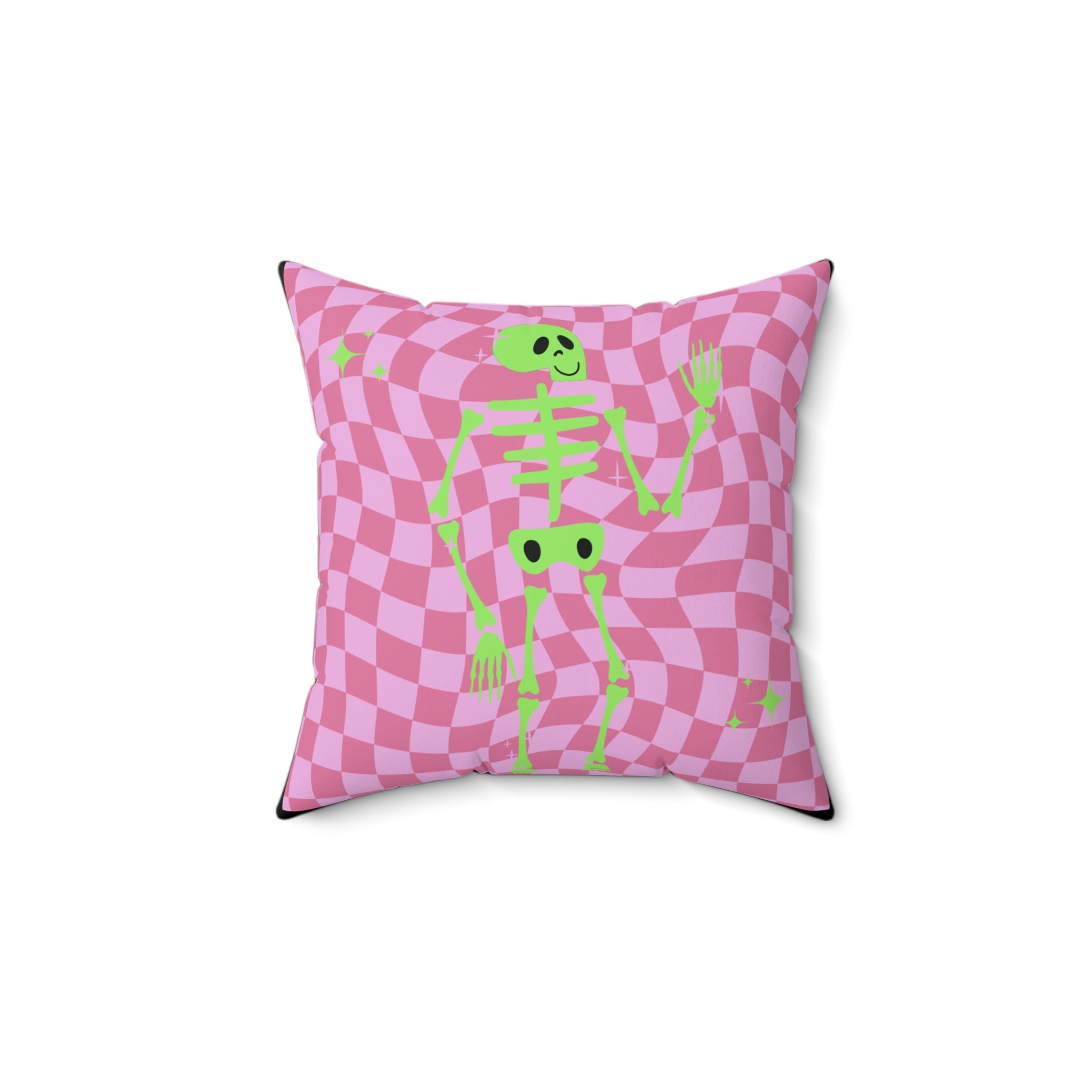 Skeleton Faux Suede Square Pillow