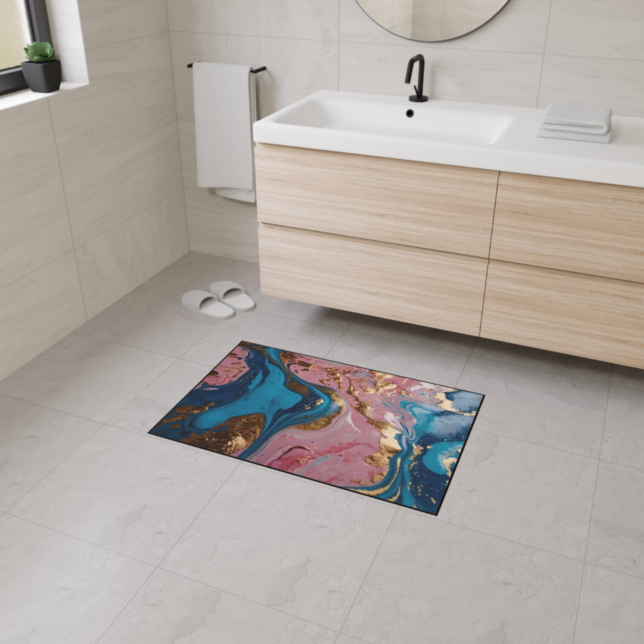 Elegant Abstract Heavy Duty Floor Mat – Non-Slip Decorative Area Rug for Home & Office