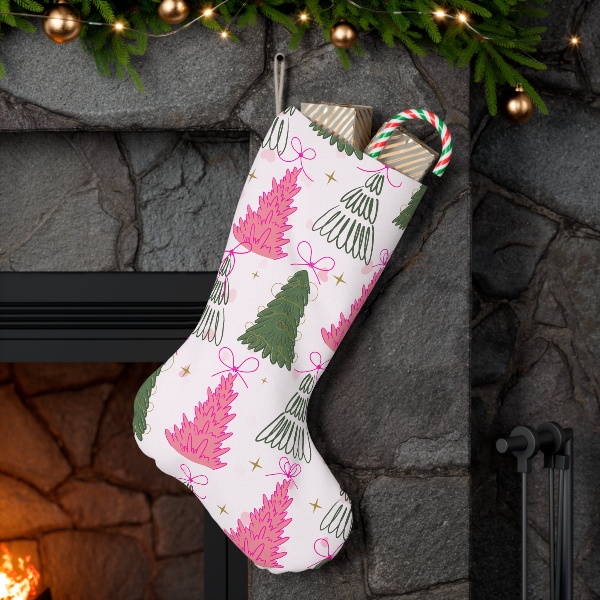Christmas Tree Santa Stocking