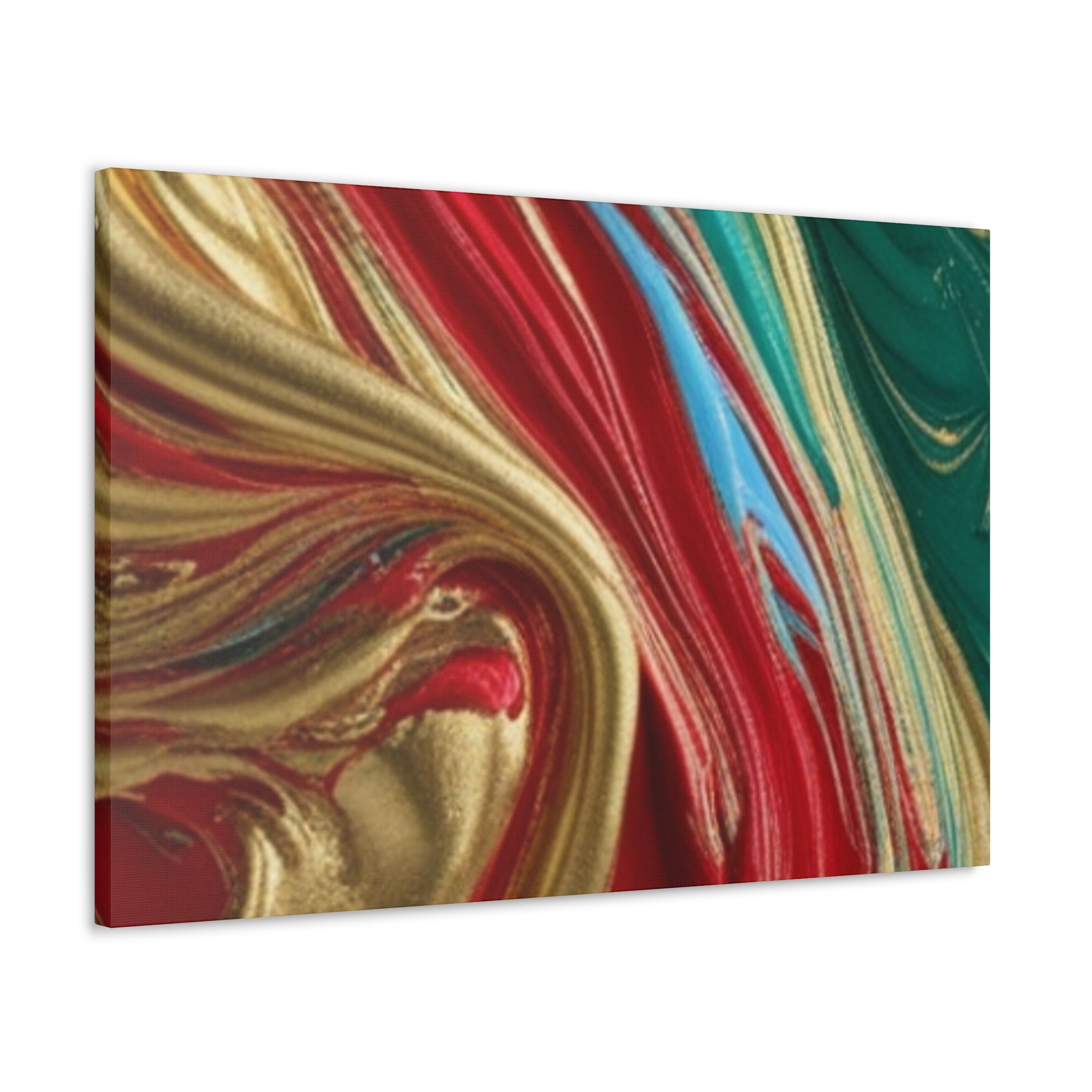 Abstract Swirl – Gold, Red, Blue, and Green Gallery Wrapped Canvas