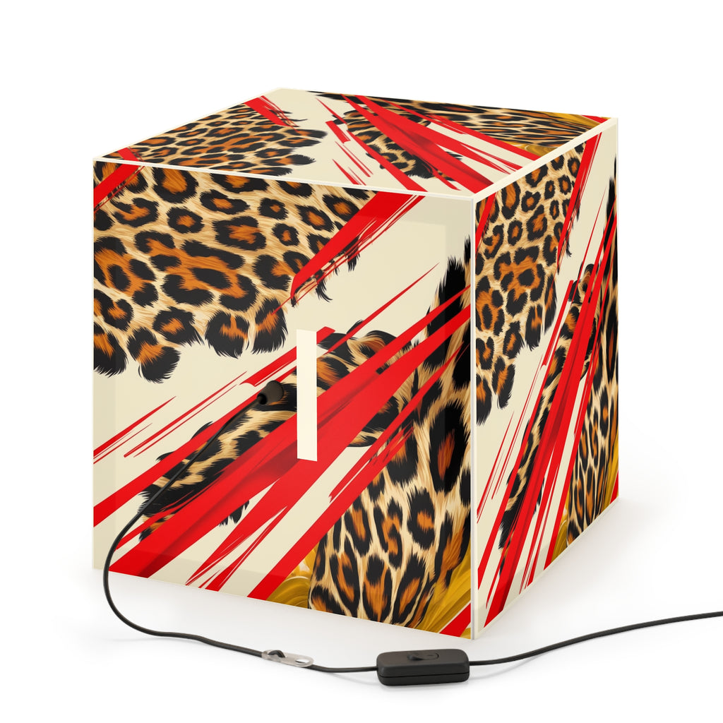Wild Luxe Leopard Print Light Cube Lamp - Modern Home Decor
