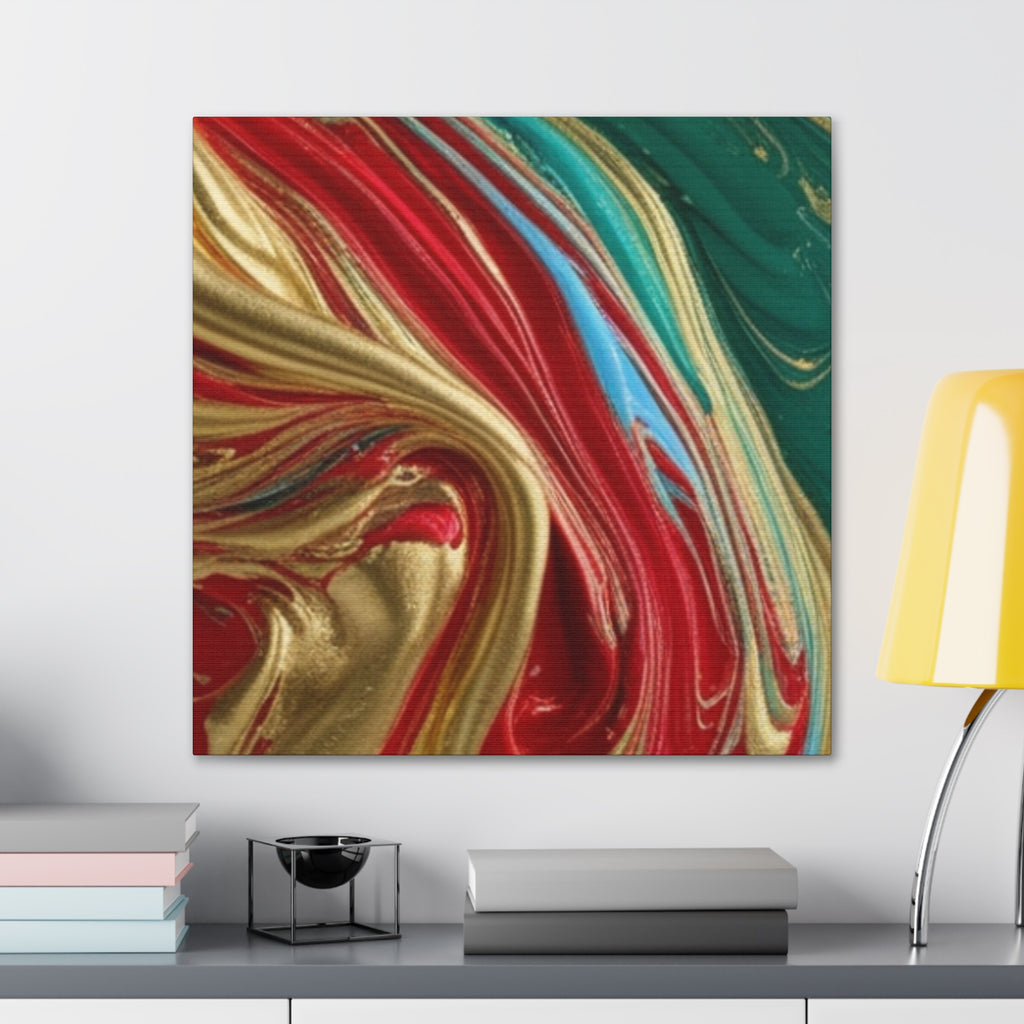Abstract Swirl – Gold, Red, Blue, and Green Gallery Wrapped Canvas