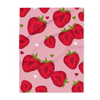 Strawberry Hearts Fleece Blanket