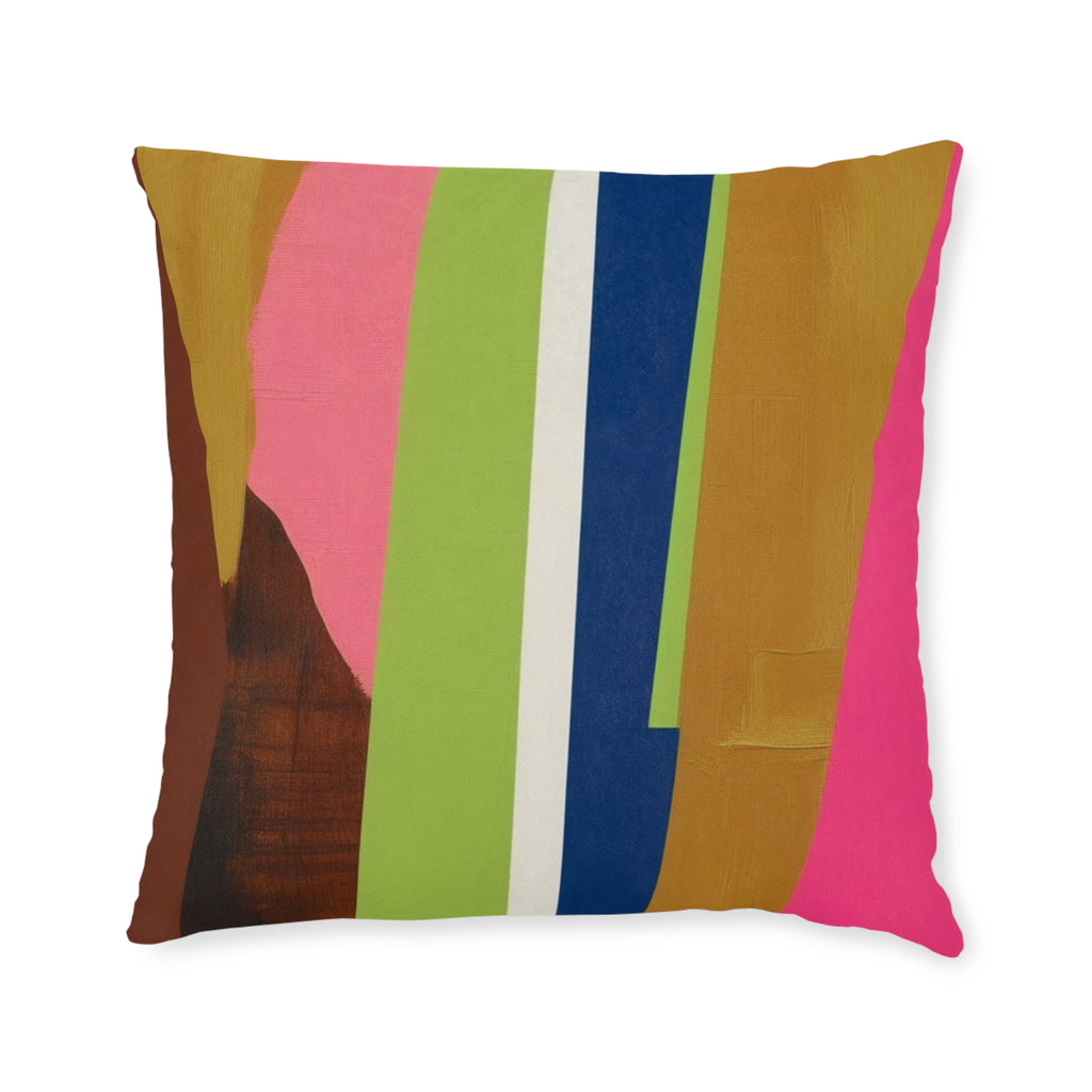Abstract Colorblock Square Pillow — Bright Stripes Decorative Throw Pillow