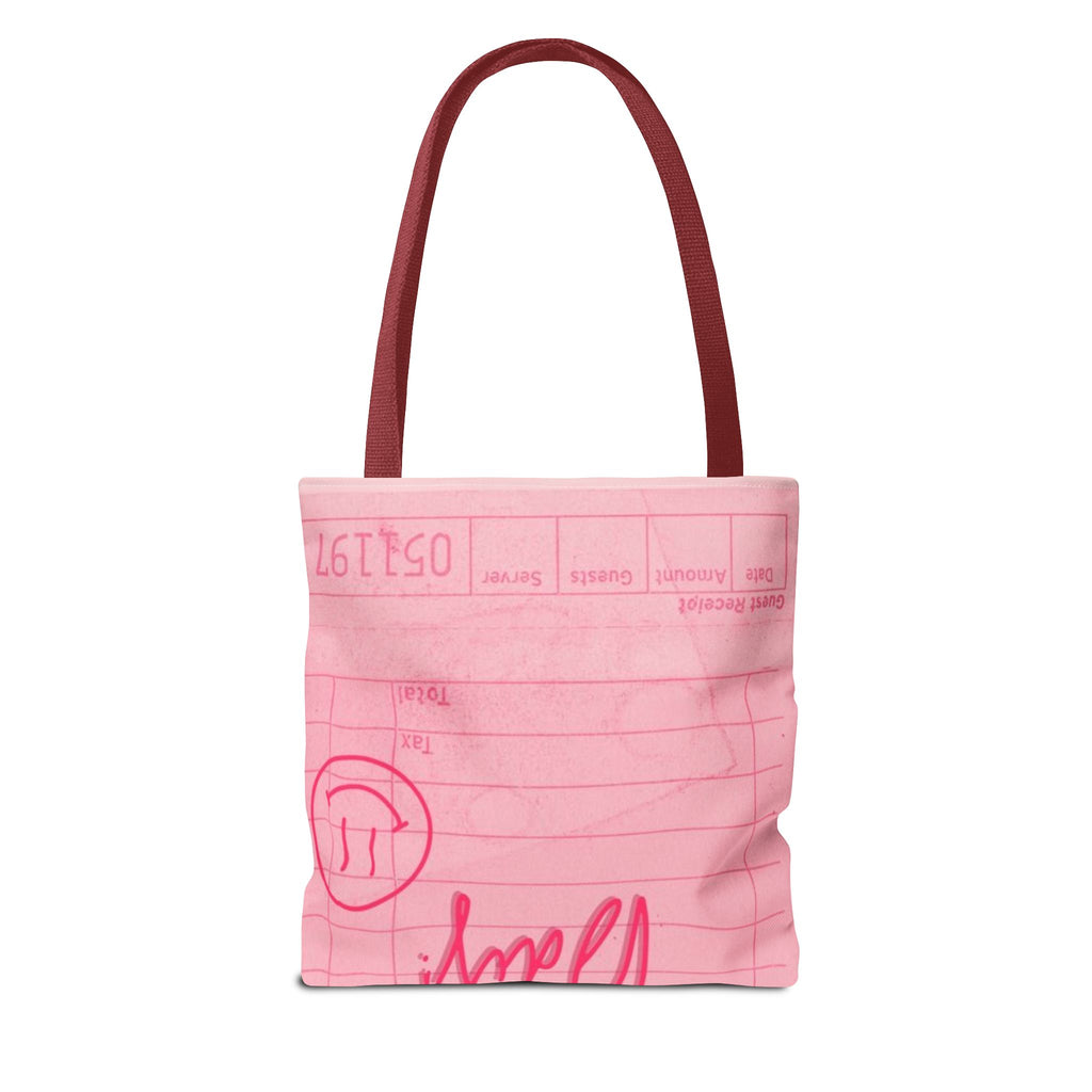 Guest Check Pink Tote Bag — 'Have a Nice Day' Retro Diner AOP Shopper
