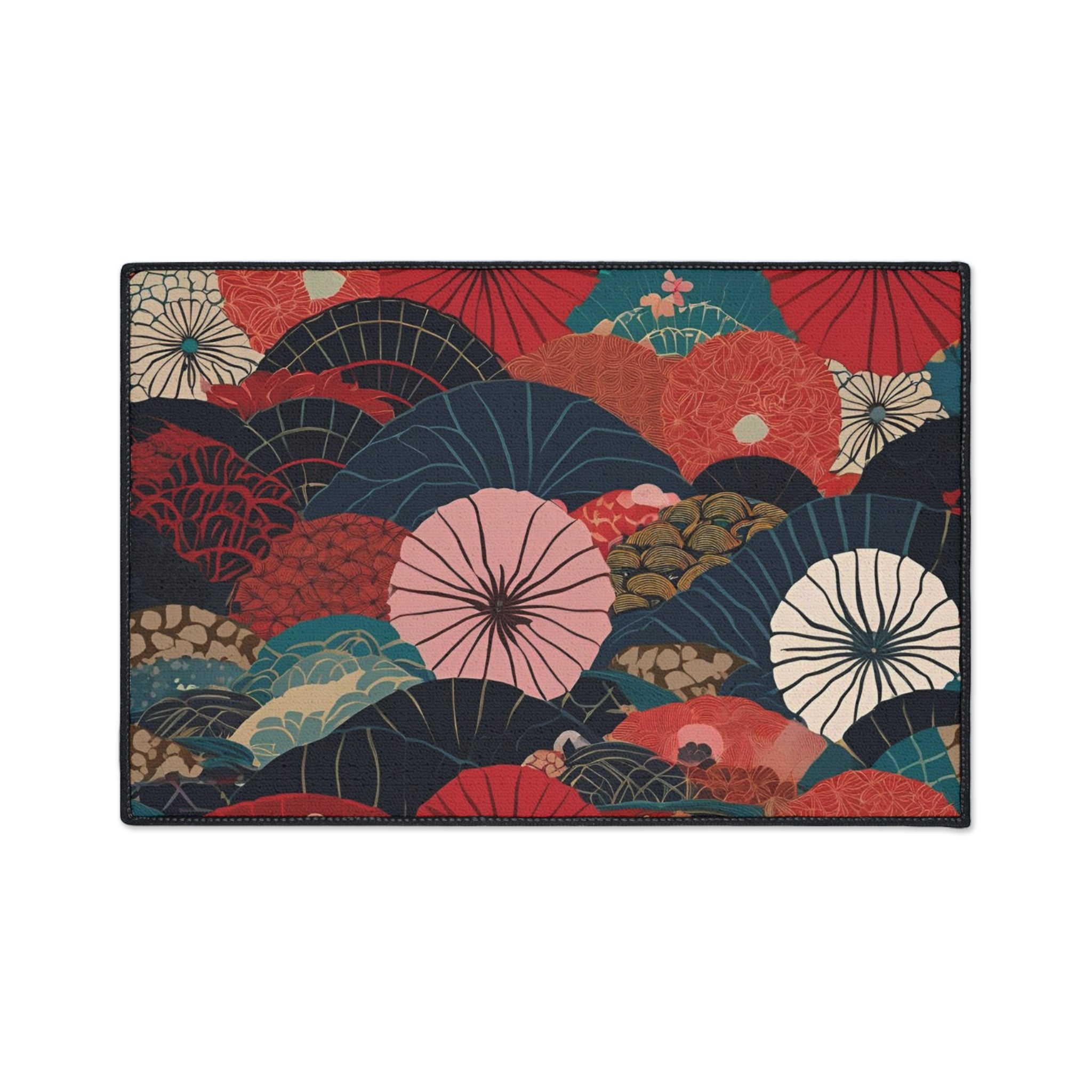 Artistic Heavy Duty Floor Mat - Vibrant Fan Design for Home and Office