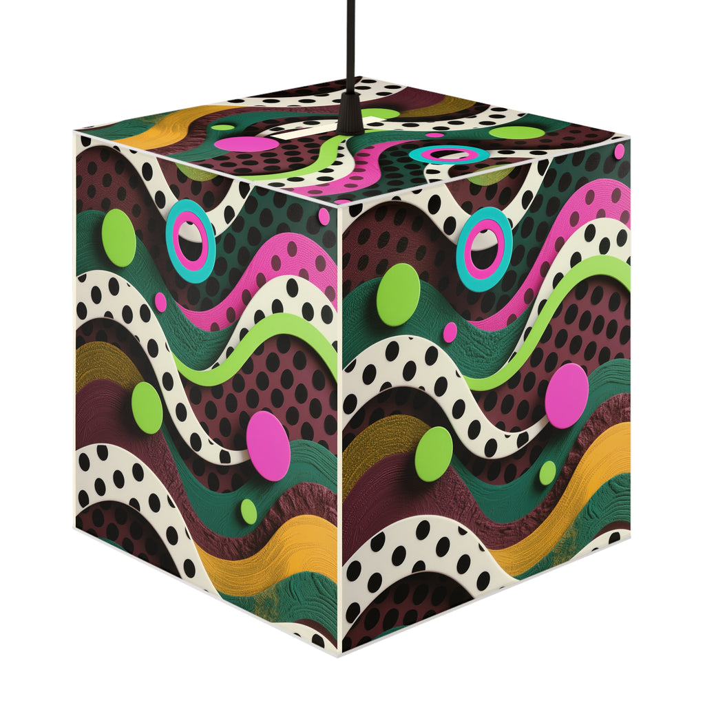 Retro Pop Art Cube Lamp — Colorful Abstract Pendant Light