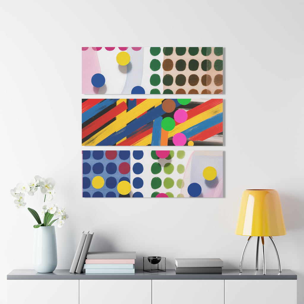 Abstract Dot & Stripe Triptych Acrylic Wall Art