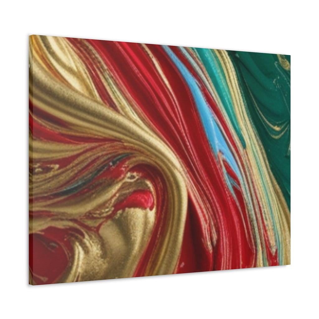 Abstract Swirl – Gold, Red, Blue, and Green Gallery Wrapped Canvas