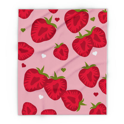 Strawberry Hearts Fleece Blanket