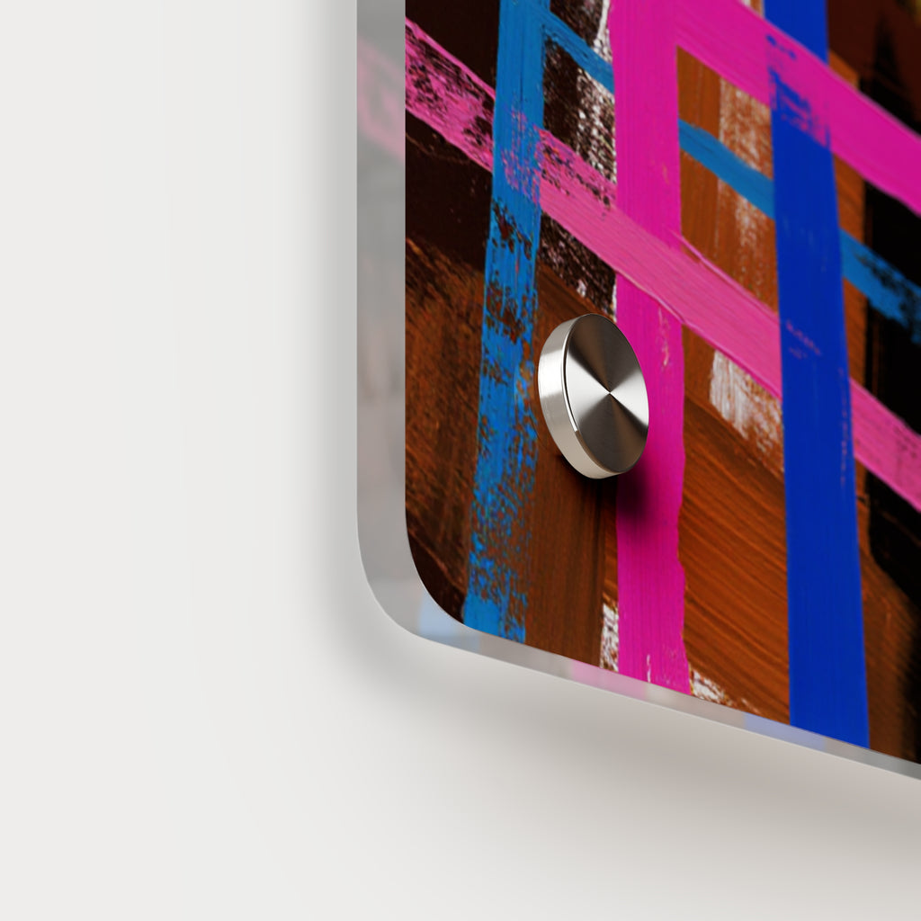 Abstract Neon Grid Acrylic Wall Art Panel — Colorful Modern Geometric Decor