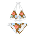 Brown Floral Strappy Bikini Set