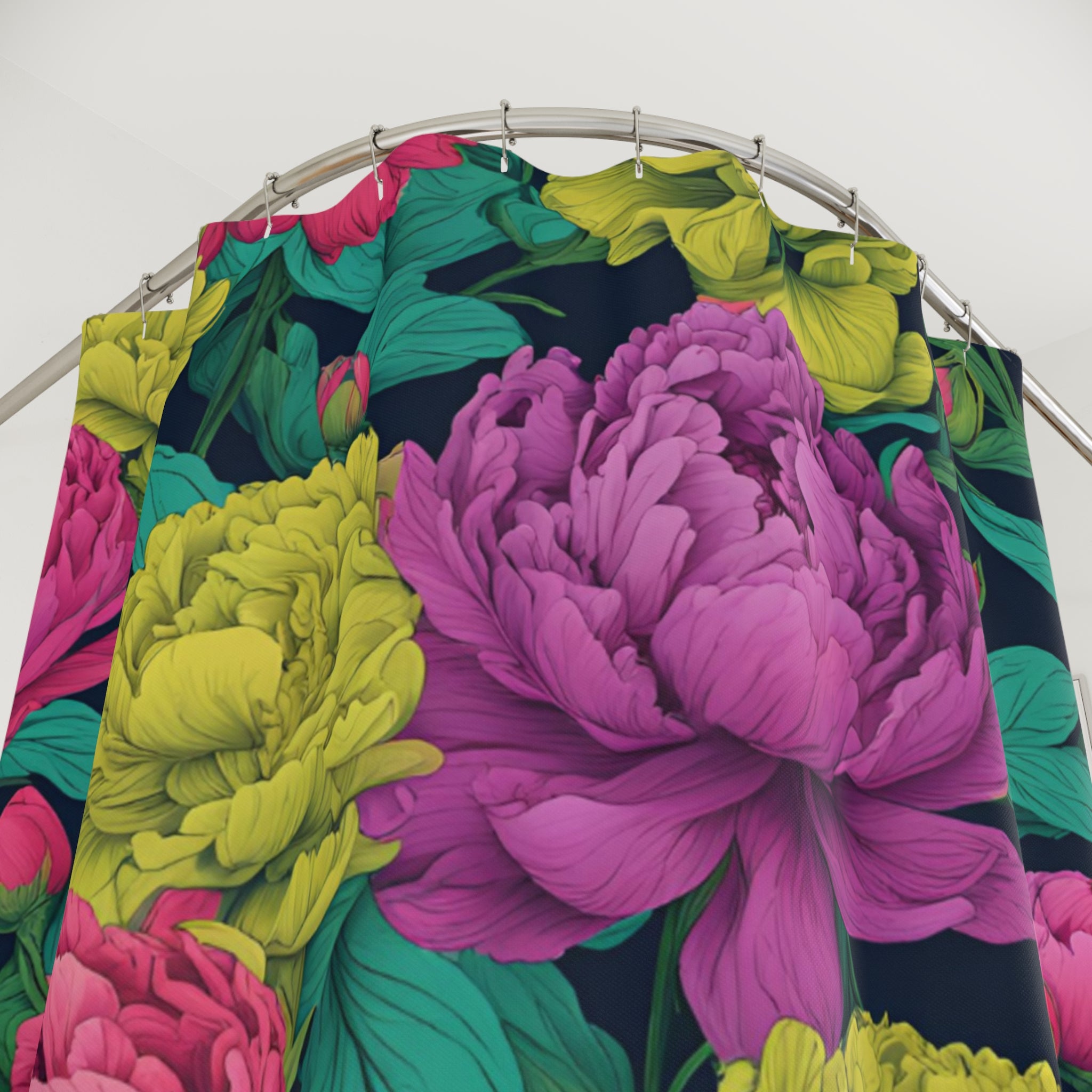 Vibrant Floral Shower Curtain - Colorful Peony Design for Bathroom Decor
