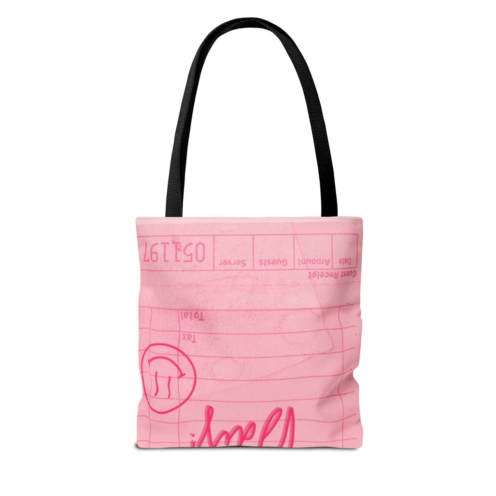 Guest Check Pink Tote Bag — 'Have a Nice Day' Retro Diner AOP Shopper
