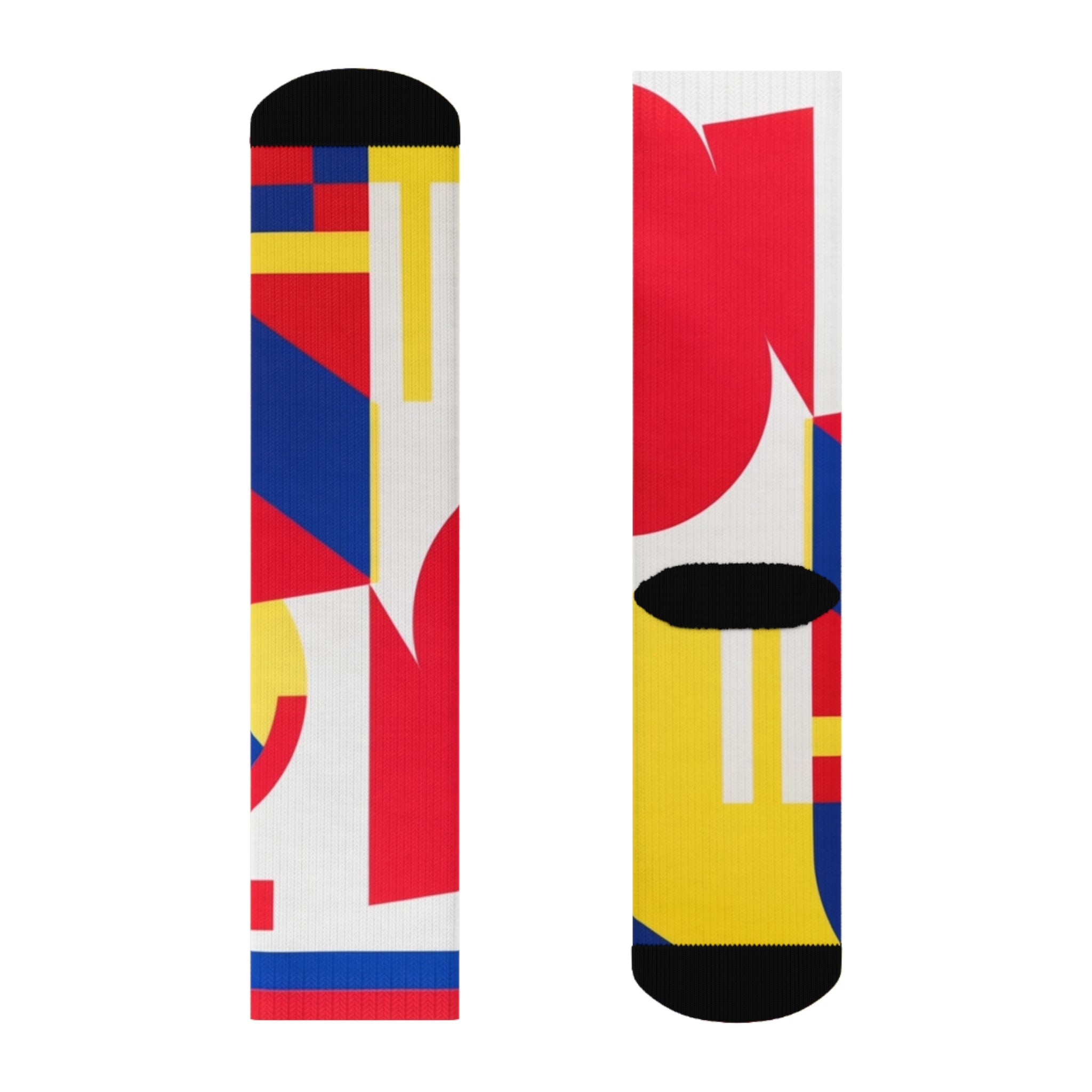 Abstract Color Block Crew Socks