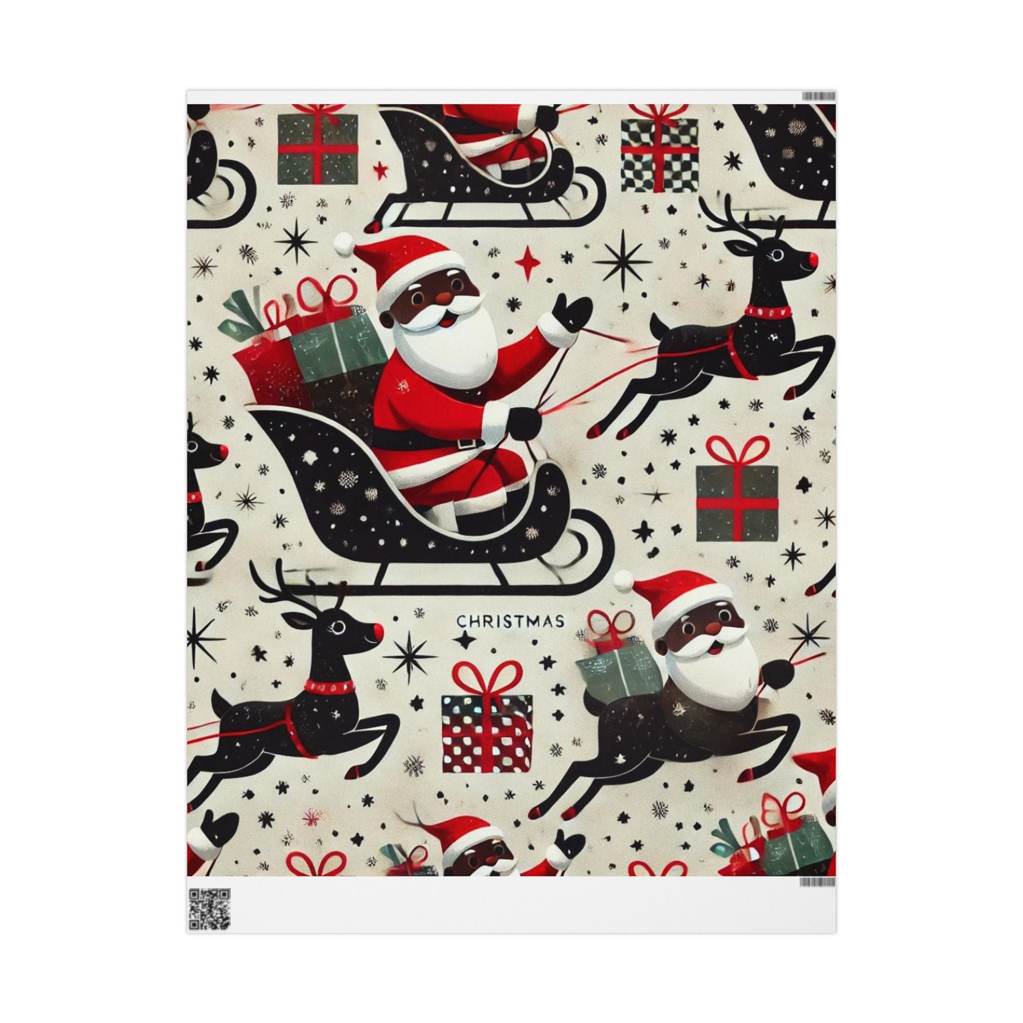 Black Santa Wrapping Paper