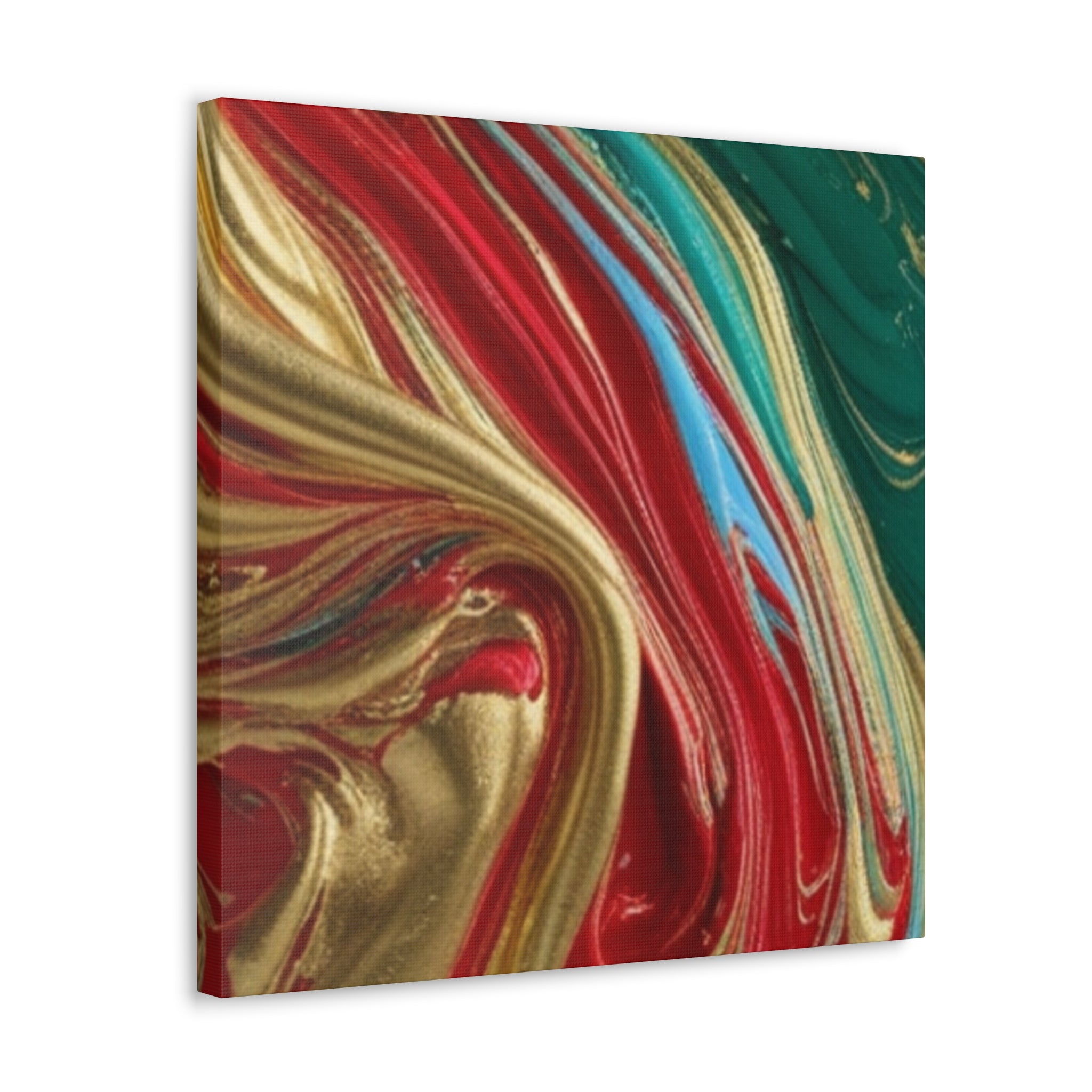 Abstract Swirl – Gold, Red, Blue, and Green Gallery Wrapped Canvas