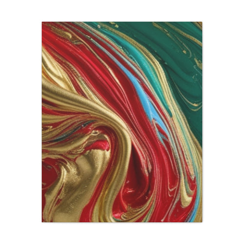 Abstract Swirl – Gold, Red, Blue, and Green Gallery Wrapped Canvas