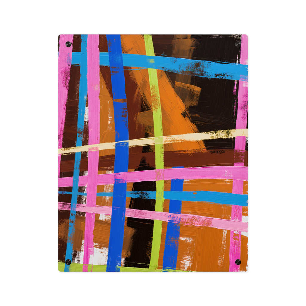Abstract Neon Grid Acrylic Wall Art Panel — Colorful Modern Geometric Decor