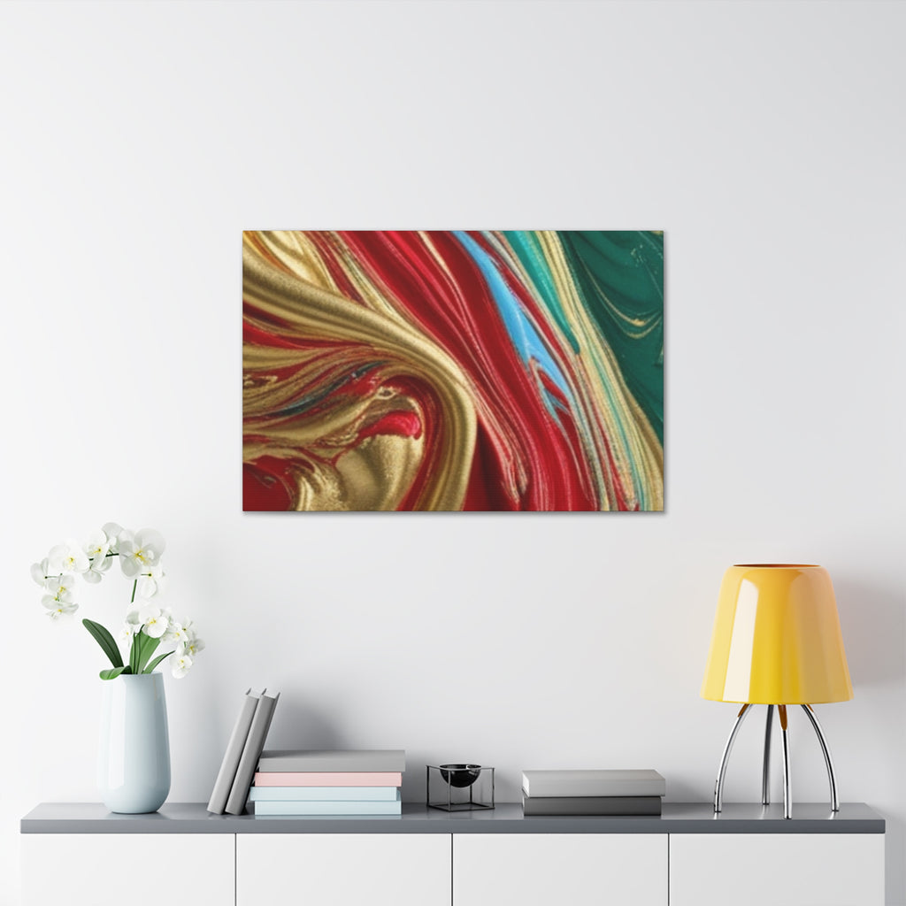 Abstract Swirl – Gold, Red, Blue, and Green Gallery Wrapped Canvas