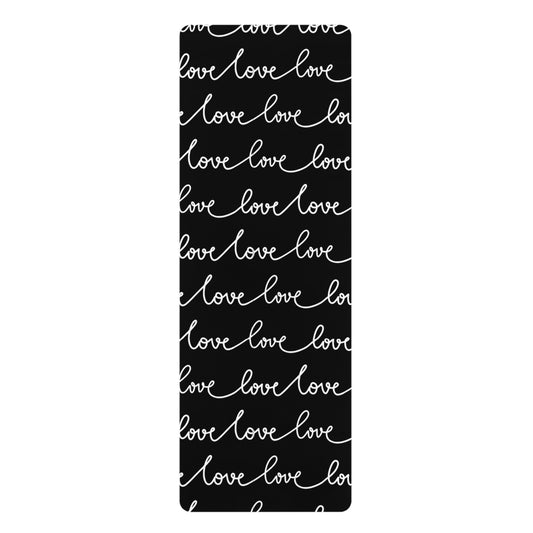 Love in Black Rubber Yoga Mat