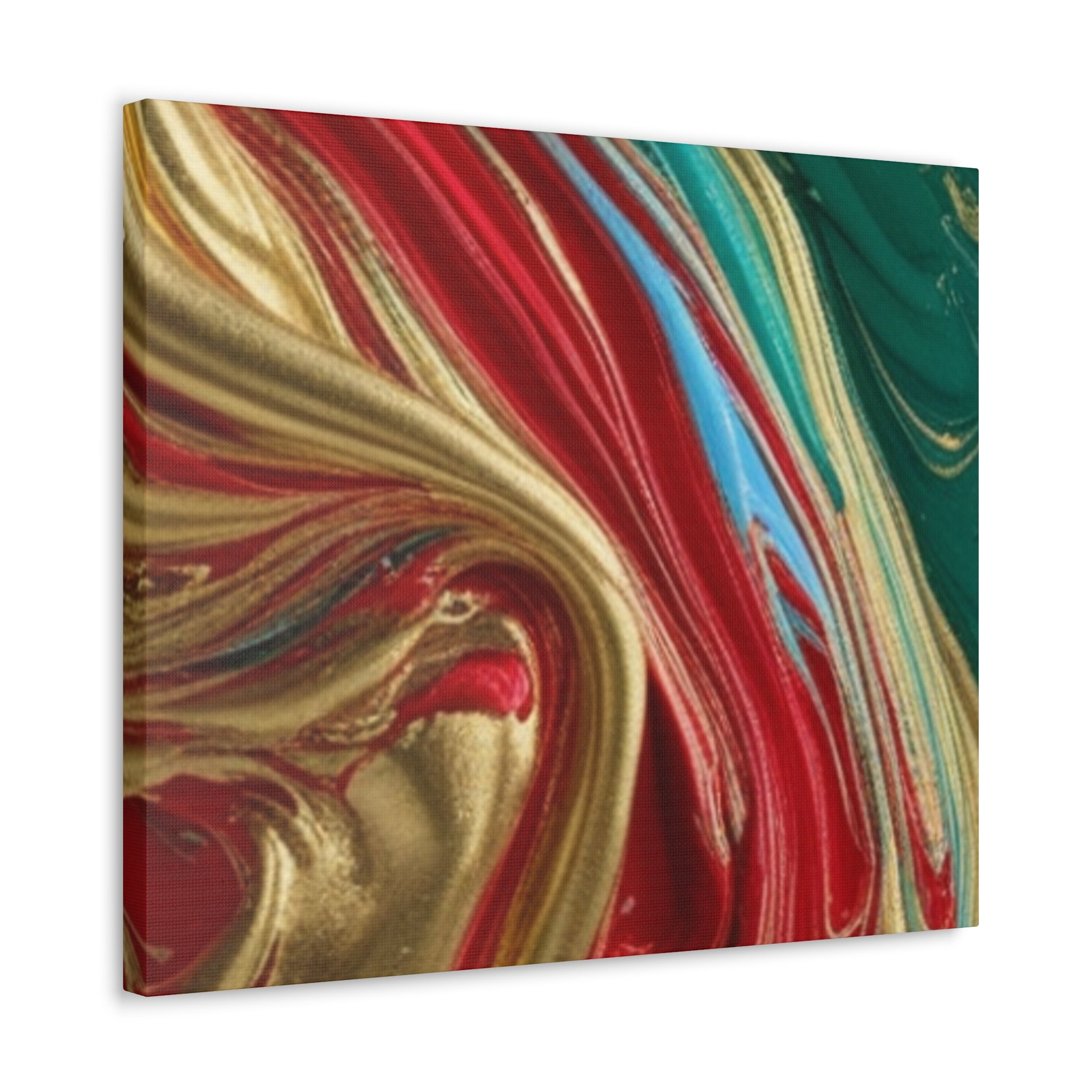 Abstract Swirl – Gold, Red, Blue, and Green Gallery Wrapped Canvas