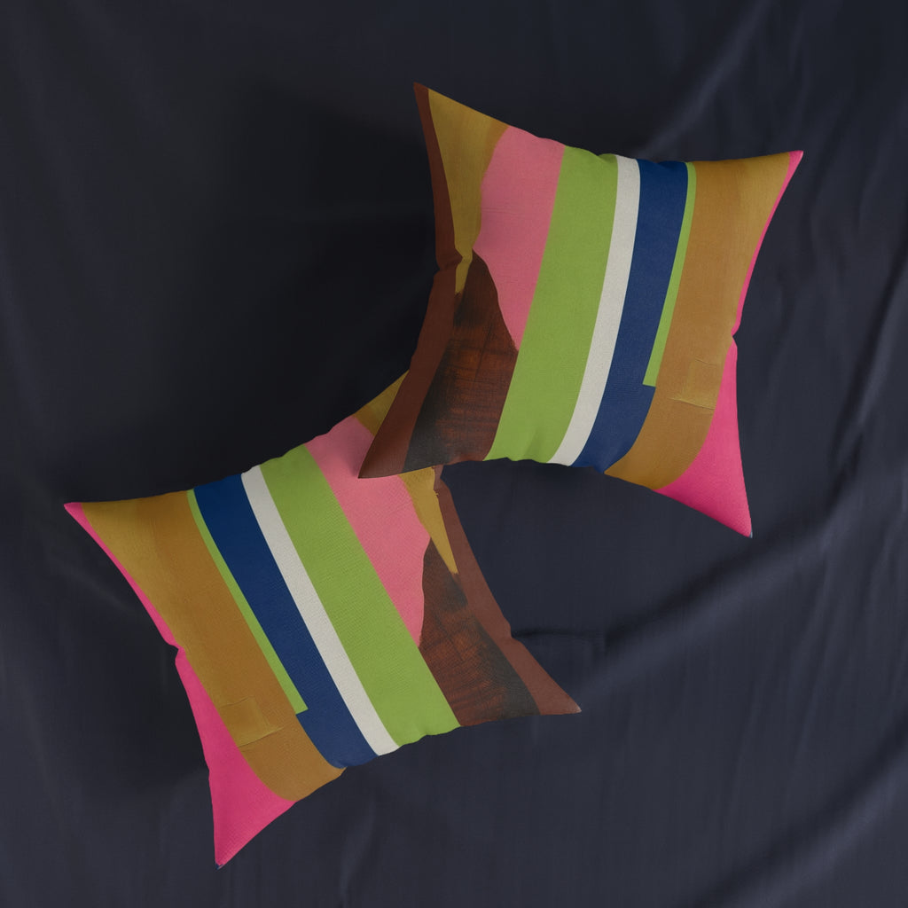 Abstract Colorblock Square Pillow — Bright Stripes Decorative Throw Pillow