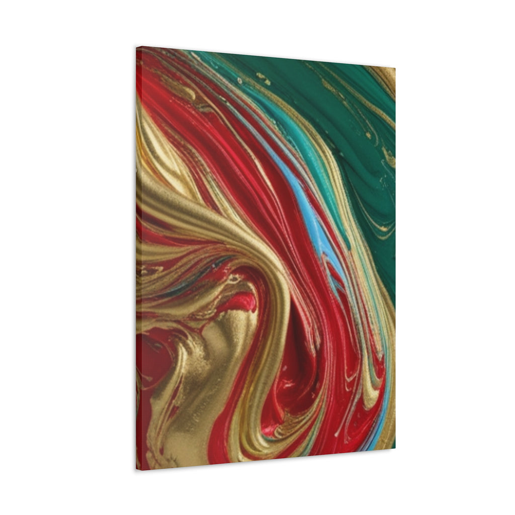 Abstract Swirl – Gold, Red, Blue, and Green Gallery Wrapped Canvas