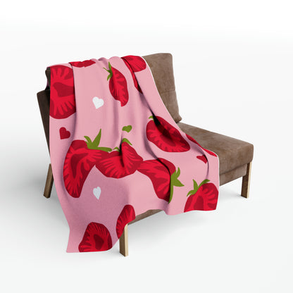 Strawberry Hearts Fleece Blanket