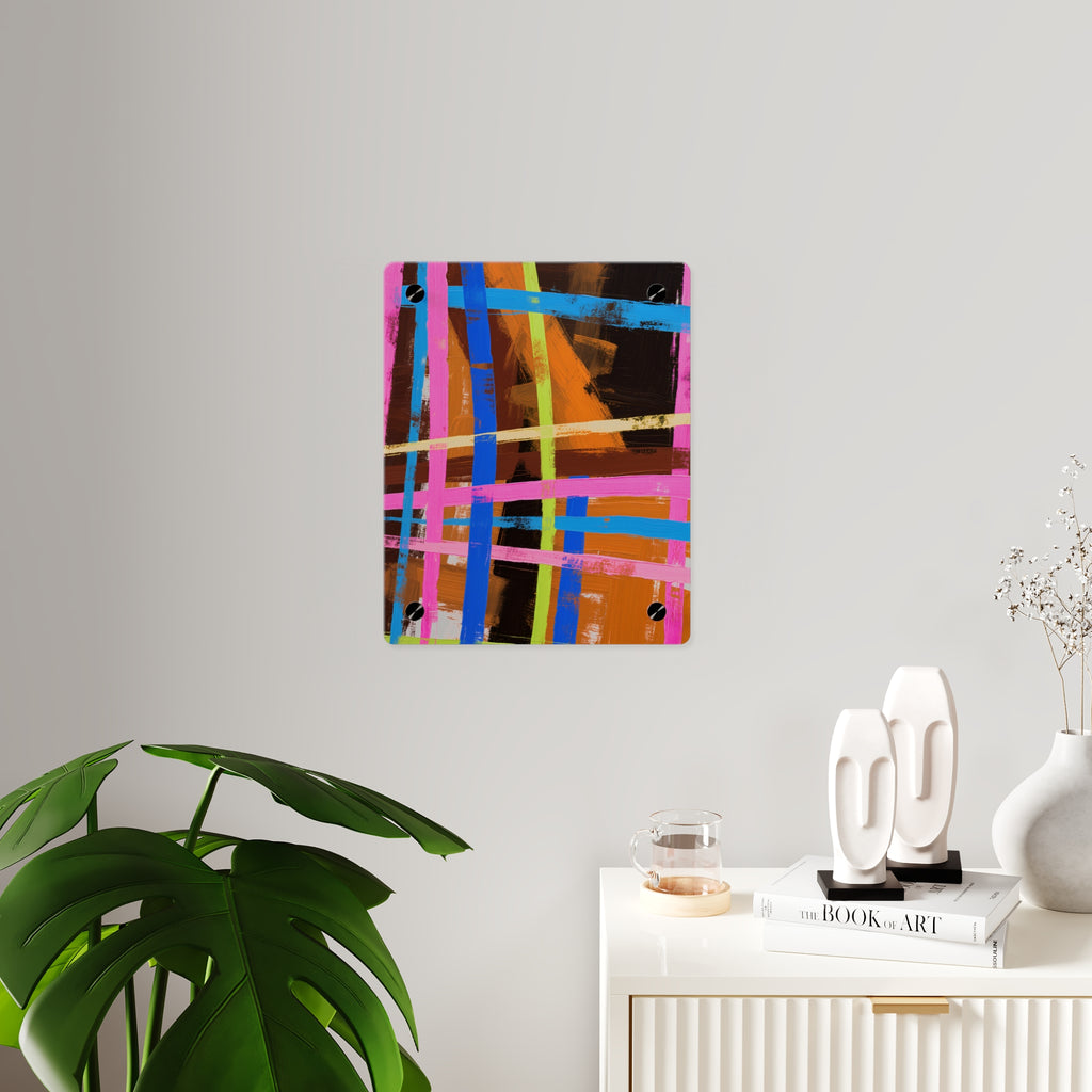 Abstract Neon Grid Acrylic Wall Art Panel — Colorful Modern Geometric Decor