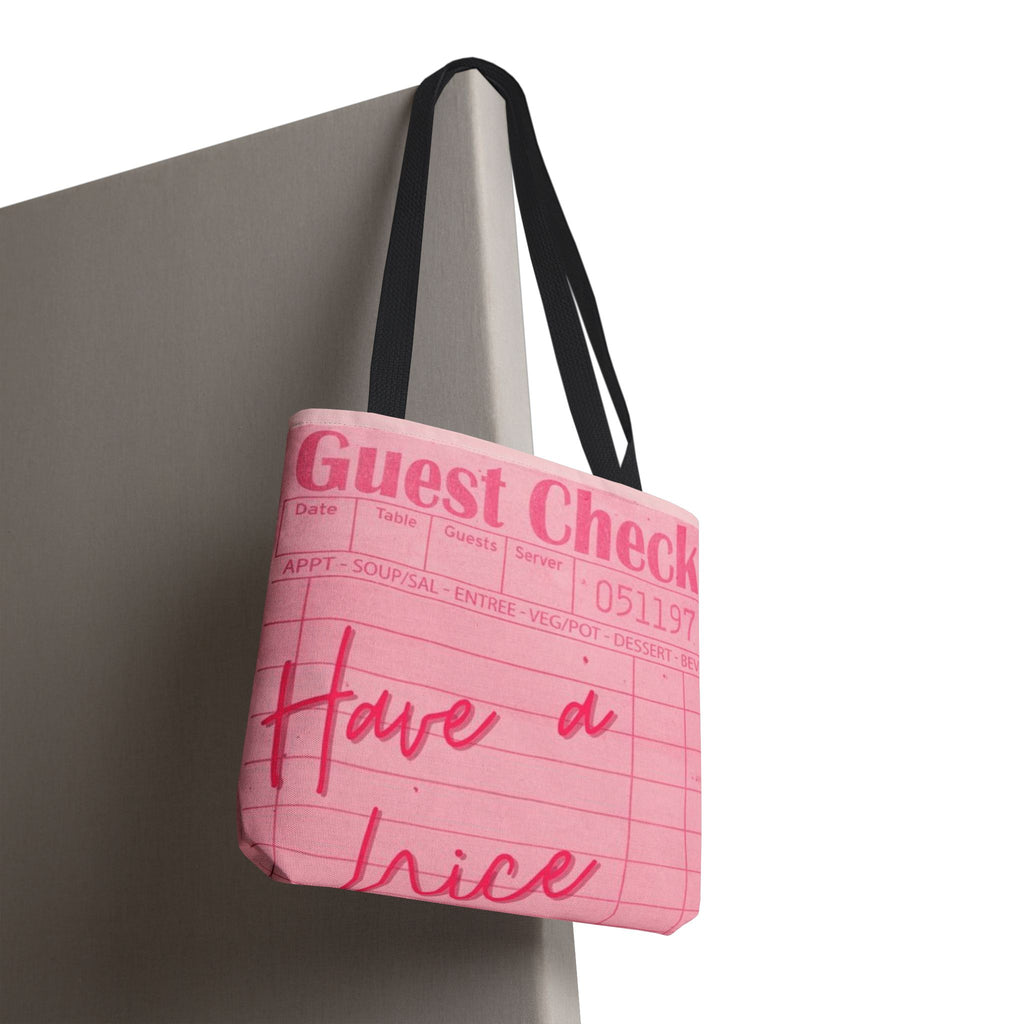 Guest Check Pink Tote Bag — 'Have a Nice Day' Retro Diner AOP Shopper