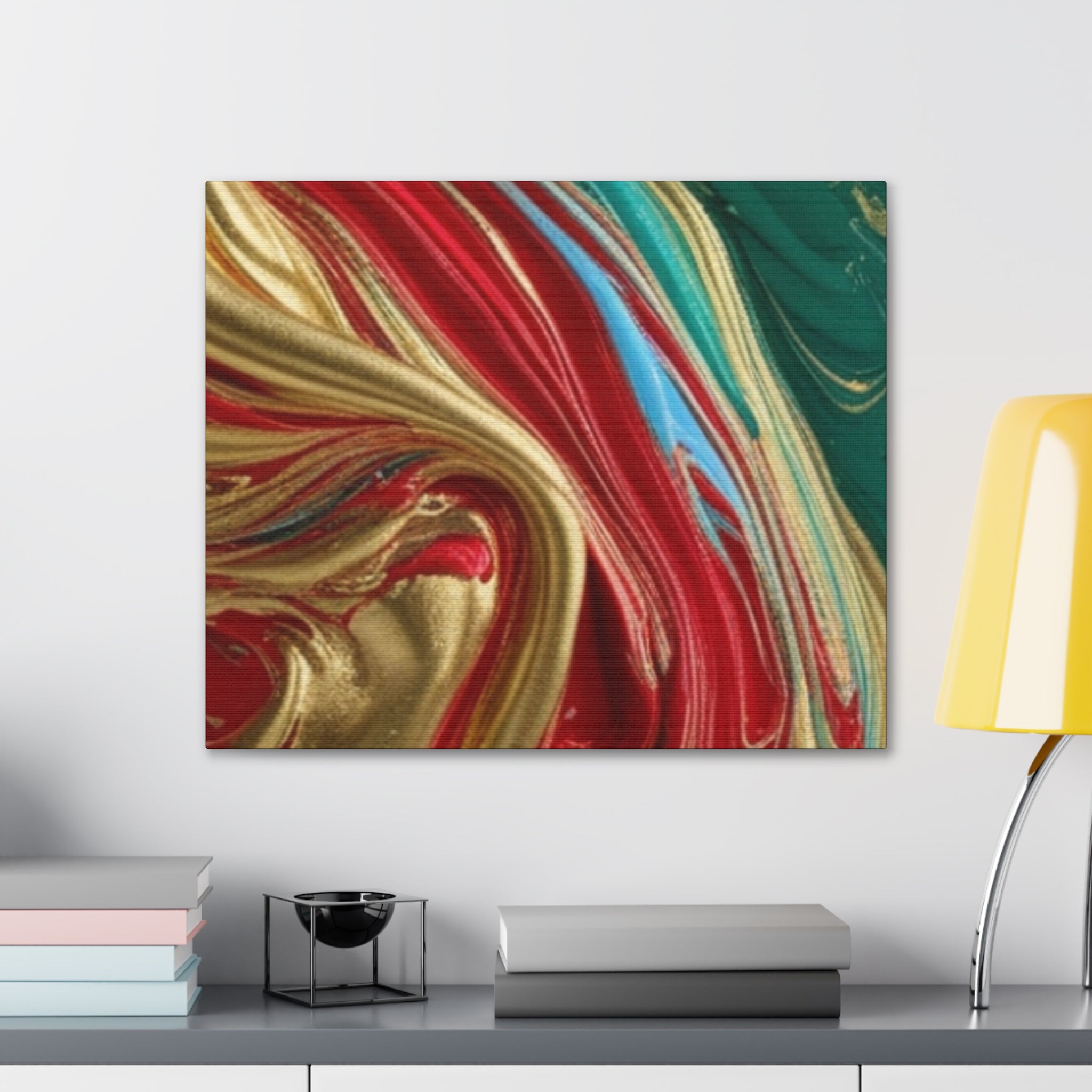 Abstract Swirl – Gold, Red, Blue, and Green Gallery Wrapped Canvas