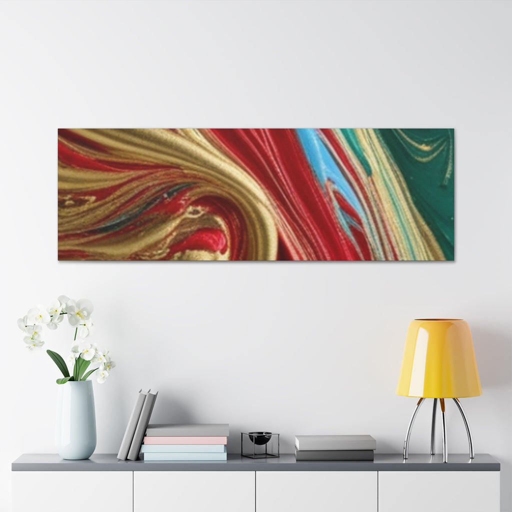 Abstract Swirl – Gold, Red, Blue, and Green Gallery Wrapped Canvas