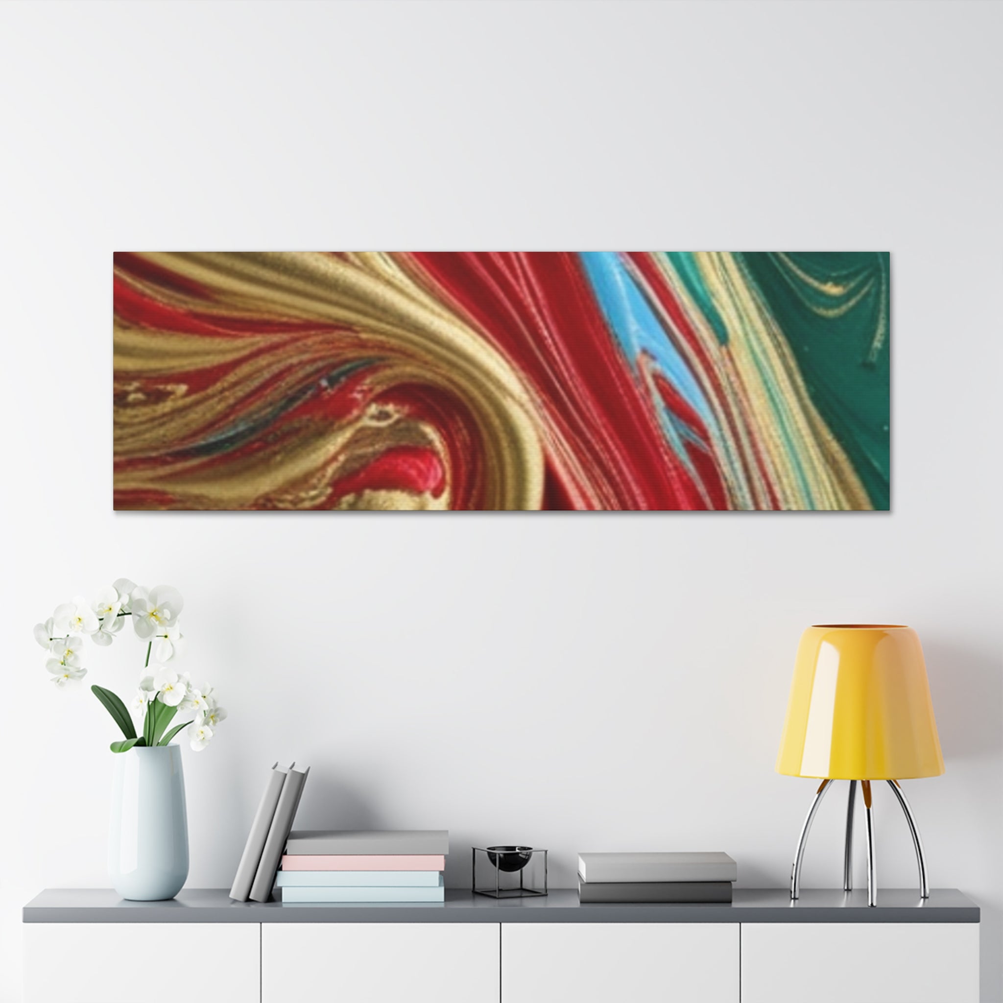 Abstract Swirl – Gold, Red, Blue, and Green Gallery Wrapped Canvas