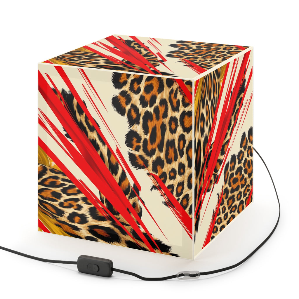 Wild Luxe Leopard Print Light Cube Lamp - Modern Home Decor