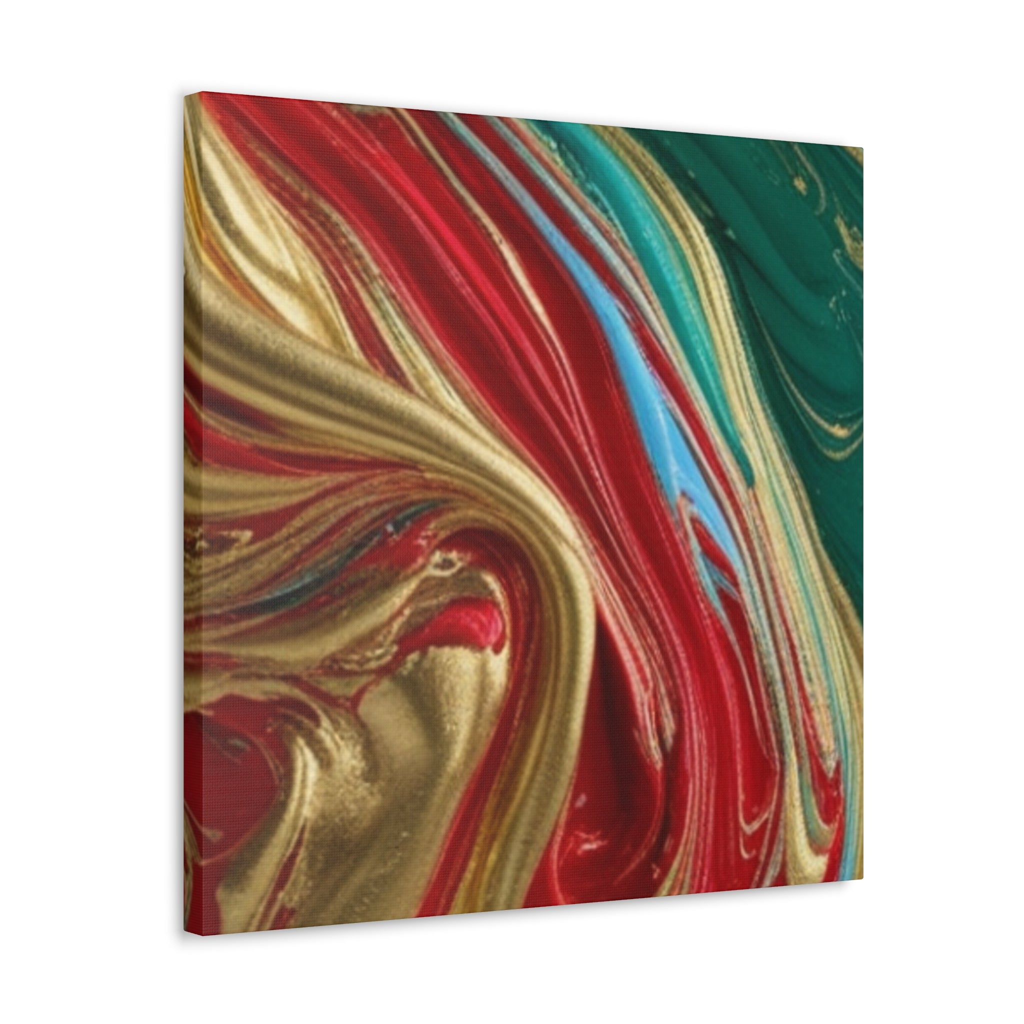 Abstract Swirl – Gold, Red, Blue, and Green Gallery Wrapped Canvas