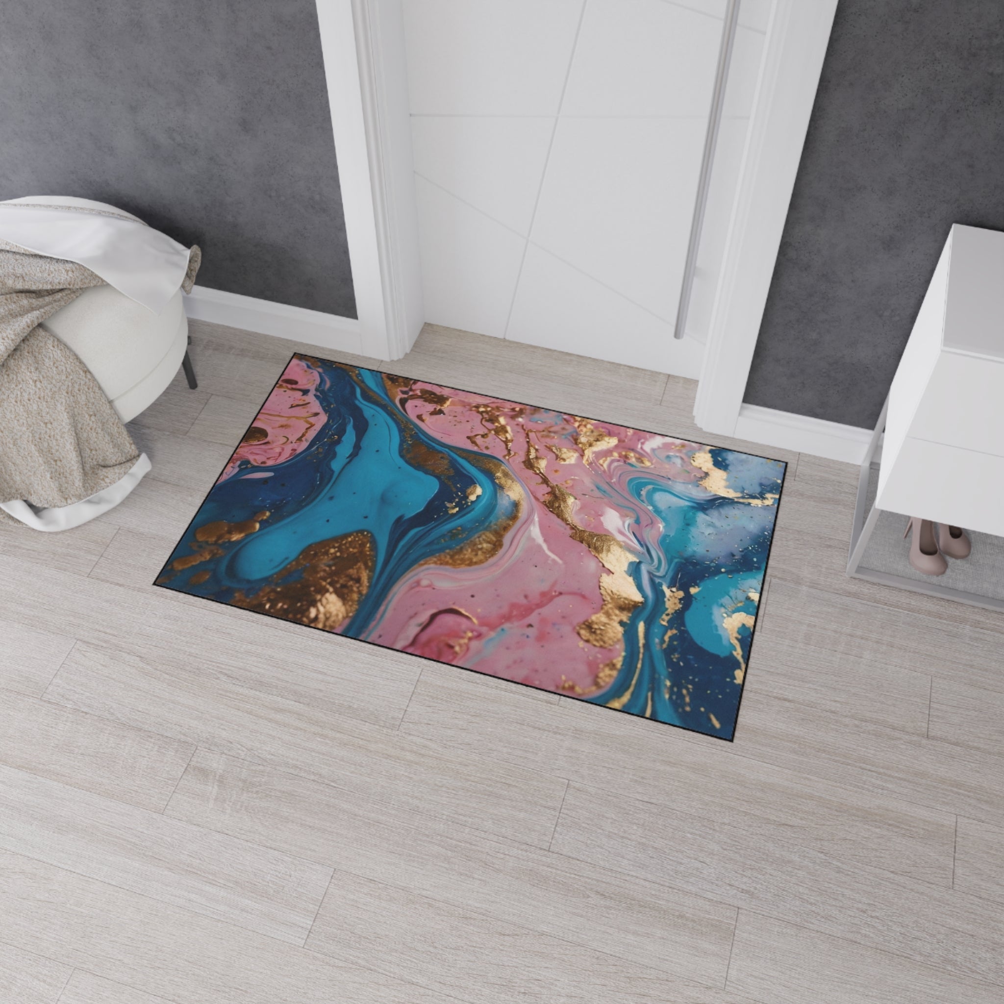 Elegant Abstract Heavy Duty Floor Mat – Non-Slip Decorative Area Rug for Home & Office