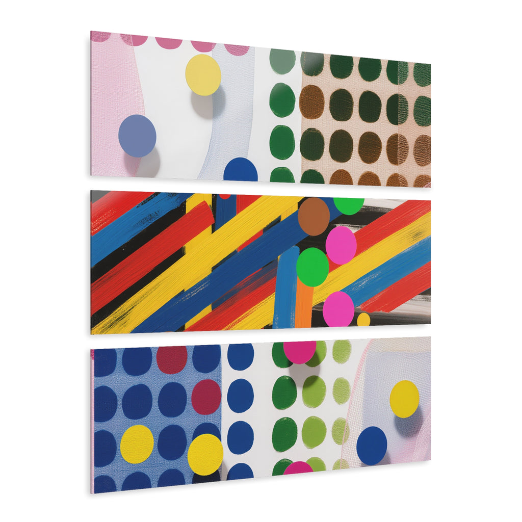 Abstract Dot & Stripe Triptych Acrylic Wall Art